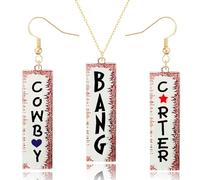 Western Jewelry for Women Cowboy BANG Earrings Necklace Cowgirl Outfits Women Fans Merch Western Jewelry Gifts for Party Dress Carnival Concert Halloween Christmas Costumes Fashion Accessories