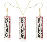 Western Jewelry for Women Cowboy BANG Earrings Necklace Cowgirl Outfits Women Fans Merch Western Jewelry Gifts for Party Dress Carnival Concert Halloween Christmas Costumes Fashion Accessories
