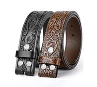 Western Leather Belt Strap for Men Women Cowboy Cowgirl Leather Mens Belts for Jeans Birthday Christmas Belt Gifts