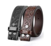 Western Leather Belt Strap for Men Women Cowboy Cowgirl Leather Mens Belts for Jeans Birthday Christmas Belt Gifts