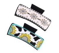 Western Leather Hair Claw Clips | Women's Western Print Square Hair Clip | Moderate Size Hair Accessories for Night Out, Daily Use, Work, Travel, Parties, Datings