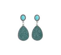 Western Leather Leopard Print Dangle Earrings Vintage Embossed Turquoise Teardrop Statement Earrings Southwestern Layered Faux Leather Drop Earrings with Synthetic Turquoise Stone Lightweight Cowgirl