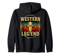Western Legend Cowboy Design Longhorn Skull Sheriff Star Zip Hoodie