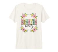 Western Leopard Breathe Deeply Floral Mental Health Stress Premium T-Shirt