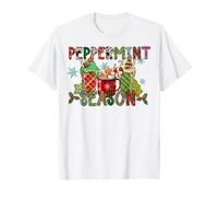 Western Leopard Peppermint Season Coffee Cups Christmas T-Shirt