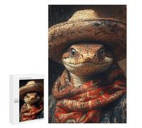 Western Lizard in Hat Puzzle 1000 Teile Schwer Puzzle Spielzeug Lernspiel Impossible Herausforderungsspielzeug Für Erwachsene Kinder 1000 PCS