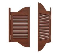Western Louvered Swinging Cafe Doors - Wooden Half Doors for Bar Porch Stairs Bedroom Entrance - 30/32/36 Inch Arched Top Dark Brown W135xH100cm