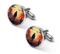 Western Man Sunset Cactus Cute Shirt Cufflinks for Men Long Sleeve Suit Metal Cuff Links Jewelry Accessories