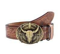Western Men Belt For Pants Engraved Pattern Waist Belt Ethnic Jeans Oval Buckle Cowboy Teens Vintage Accessory Men Western Cowboy
