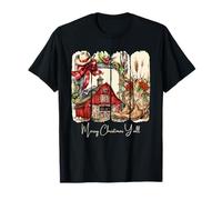 Western Merry Christmas Yall Barn Design T-Shirt