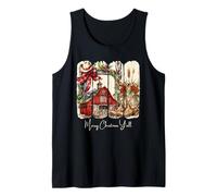 Western Merry Christmas Yall Barn Design Tank Top