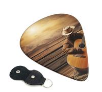 Western Music 6 Pack Guitar Picks With Holder, Personalized Guitar Plectrums Non-Slip Portable Ukulele Bass Picks 0.46mm For Acoustic Guitar Lovers Gifts
