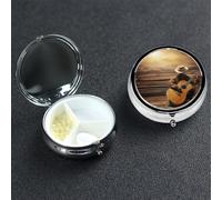 Western Music Round Pill Box 3 Compartment Cute Travel Pill Organizer Case Portable Medicine Vitamin Organizer Metal Pill Case for Women Men Travel Unique Gift
