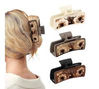 Western Nail Clips, Leather Hair Clips, Hair Clips for Women 3x PU Leather Western Nail Clips - Thick Thin Hair Accessories, Beautiful Cowgirl Things, Strong Hold Hair Clips