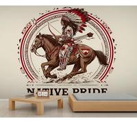 Western Native American Mural Horse Riding Wall Mural Wallpaper Geometric Patterns Wallpaper Vintage for Girls Bedroom Murals Living Room 500X350cm