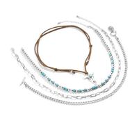 Western Necklaces for Women,Boho Layered Charm Necklace,Turquoise Beaded Choker,Flower & Ox-head Pendant Necklace,Suede Rope Paperclip Link Chain,Vintage Cowgirl Accessories,Country Jewelry for Women