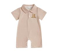 Western Newborn Baby Boy Summer Clothes Cowboy Boots Embroidery Striped Jumpsuit Romper Lapel Button Retro Bodysuit Welcome Home (Coffee, 3-6 Months)