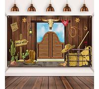 Western Party Decorations, 70.8 x 43.3 Inch Large Cowboy Backdrop Western Theme Banner Rustic Wild West Decor, Cowboy Party Supplies Baby Shower Photo Booth Backdrop Background