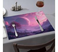 Western Party Decorations A Surreal Landscape With A Large Planet In The Sky Dining Place Mats Golden Girls Gifts Table Cloth(4PCS)