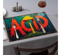 Western Party Decorations Acid Mushroom Dining Place Mats Table Cloth Pink Placemats(1PCS)