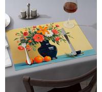 Western Party Decorations Flowers In Vase With Oranges And Tea Cup Dining Place Mats Golden Girls Gifts Table Cloth(1PCS)