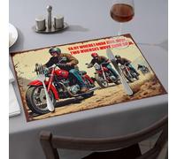 Western Party Decorations Ride Together, Feel Free: Motorcycle Adventure! Dining Place Mats Table Cloth Pink Placemats(4PCS)