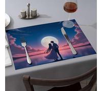 Western Party Decorations Romantic Night Under The Full Moon Dining Place Mats Easter Placemats Rustic Home Decor(6PCS)