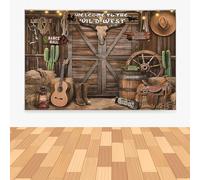 Western Party Theme Backdrop, Western Theme Cowboy Party Decorations 5.9 * 3.6 Ft, Wild West Theme Decorations Wooden House Barn Photo Background, Children's Background Birthday Banner Photo Props