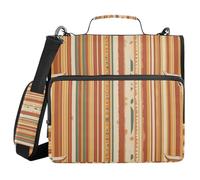 Western Pattern Design Boho 3 Ringing Organizer Binder with Strap Multi-Pocket Documents Files Storage Bag for Office School