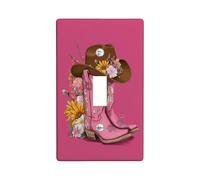 Western Peach Cowboy Boots Light Switch Cover Plates/Outlet Covers, Floral Fun for Country Decor, Thermoplastic Wall Plates, Standard Size Single Toggle