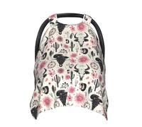 Western Pink Flower Goat Skull Print Baby Car Seat Covers, Breathable Nursing Cover Breastfeeding Cover, Stroller Covers, Multi-use Infant Carseat Canopy, Baby Boys Girls Newborn Essentials