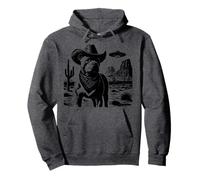 Western Pitbull UFO Cowboy Dog Alien Pullover Hoodie