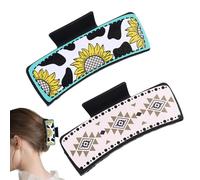 Western Print Hair Clips, Square Hair Fixed Claw Clip, Western Cowboy Design Hair Clip, Strong Hold Jaw Clips, Hair Clips for Parties, Cowboy Style Hair Clip, Classic Hair Clips for Night Out,