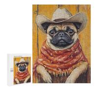 Western Pug Art Print Puzzle 1000 Teile Schwer Puzzle Spielzeug Lernspiel Impossible Herausforderungsspielzeug Für Erwachsene Kinder 500 PCS