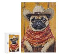 Western Pug Art Print Puzzle 1000 Teile Schwer Puzzle Spielzeug Lernspiel Impossible Herausforderungsspielzeug Für Erwachsene Kinder 300 PCS