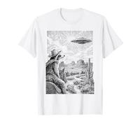 Western Raccoon UFO Cowboy Encounter Alien Vintage T-Shirt