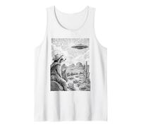 Western Raccoon UFO Cowboy Encounter Alien Vintage Tank Top