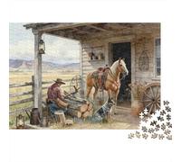 Western Ranch Scene 1000 Piece Puzzles Beautiful View Old Ranch House Scene Decoration Puzzle Educational Game for Men And Women Challenging Jigsaw Jigsaw Puzzles for Adults 70x50cm/1000pcs