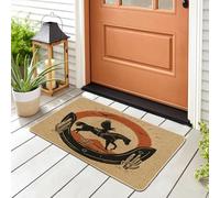Western Retro Horseshoe Front Black Door Mat Outside Inside Entrance 29 * 17, Southwest Horse Eagles Outdoor Indoor Non Slip Doormat, Small Southwestern Classroom Patio Garage Shoes Off Doormat