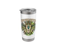 Western Revival Native American Skull Boho Feathers Tribal Stainless Steel Insulated Tumbler