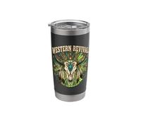 Western Revival Native American Skull Boho Feathers Tribal Stainless Steel Insulated Tumbler
