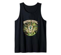 Western Revival Native American Skull Boho Feathers Tribal Tank Top