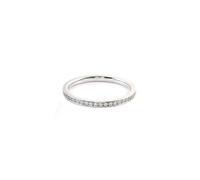 Western Ring, Anillo de Compromiso para Mujer Simple Row with Round Moissanite 9K White Gold Size O 1/2