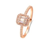 Western Ring, Cool Rings for Women Square 18.1K Rose Gold with White Rectangular Shape Moissanite Size X 1/2