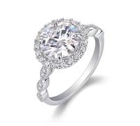 Western Ring, Funny Engagement Ring Thin Ring with 3ct Round Moissanite Silver 9K White Gold Size O 1/2