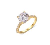 Western Ring, Moissanite Rings Wedding Set Round with Round Shape 3ct Moissanite 14K Yellow Gold Size J 1/2