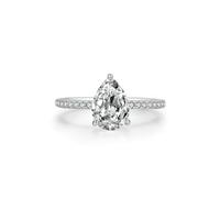 Western Ring, Pre Engagement Ring with 2.5ct Pear Shape Moissanite Silver Platinum Size N 1/2