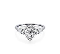 Western Rings, Engagement Rings for Women Luxury Row Design with 4 Claw Waterdrop Moissanite 3ct 18K White Gold Size I 1/2