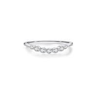 Western Rings, Promise Ring to Self Stackable Simple Wave Design with Round Diamond 9K White Gold Size M 1/2