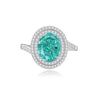 Western Rings, Ring for Women Love Twisted Design with 3ct Oval Lab Created paraíba Tourmaline with Moissanite 14K White Gold Size N 1/2